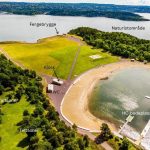 Oversiktsbilde over Langøyene med anvisning for naturistområde